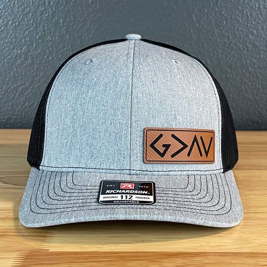 God Is Greater Than The Highs And Lows Christian SnapBack Leather Patch Hat Side Patch Hat