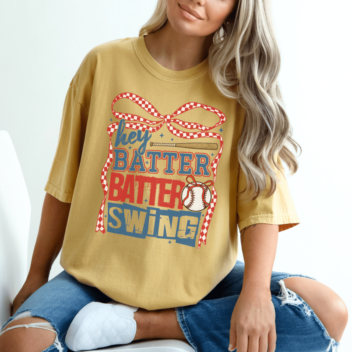 Hey Batter Batter Swing Baseball Mom Game Day T-Shirt T-Shirt