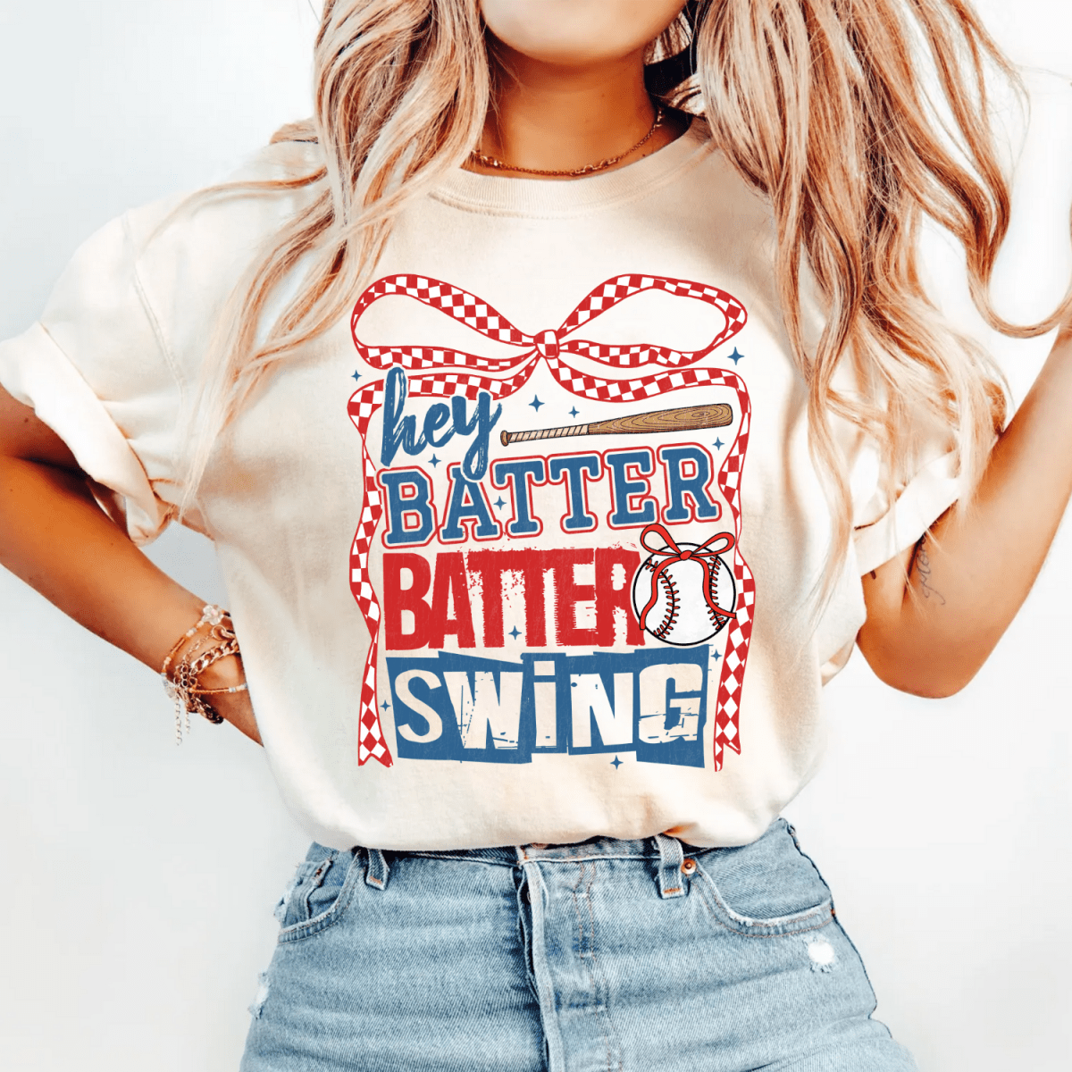Hey Batter Batter Swing Baseball Mom Game Day T-Shirt T-Shirt
