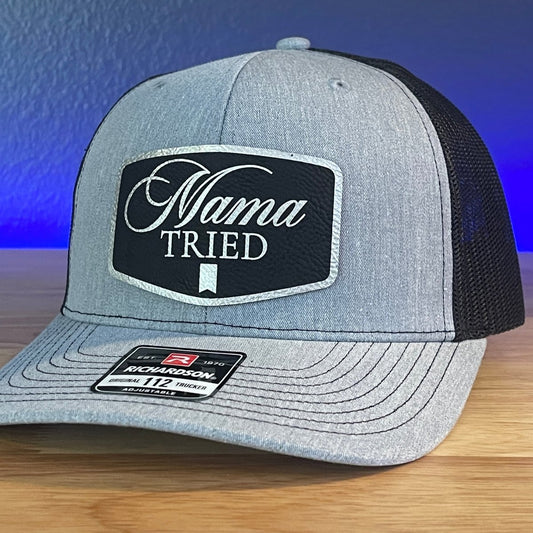 MAMA TRIED Funny Leather Patch Hat Black/Silver Patch Hat