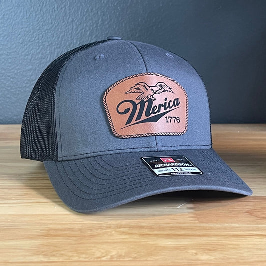 Merica 1776 Eagle Patriotic Leather Patch Hat Patch Hat