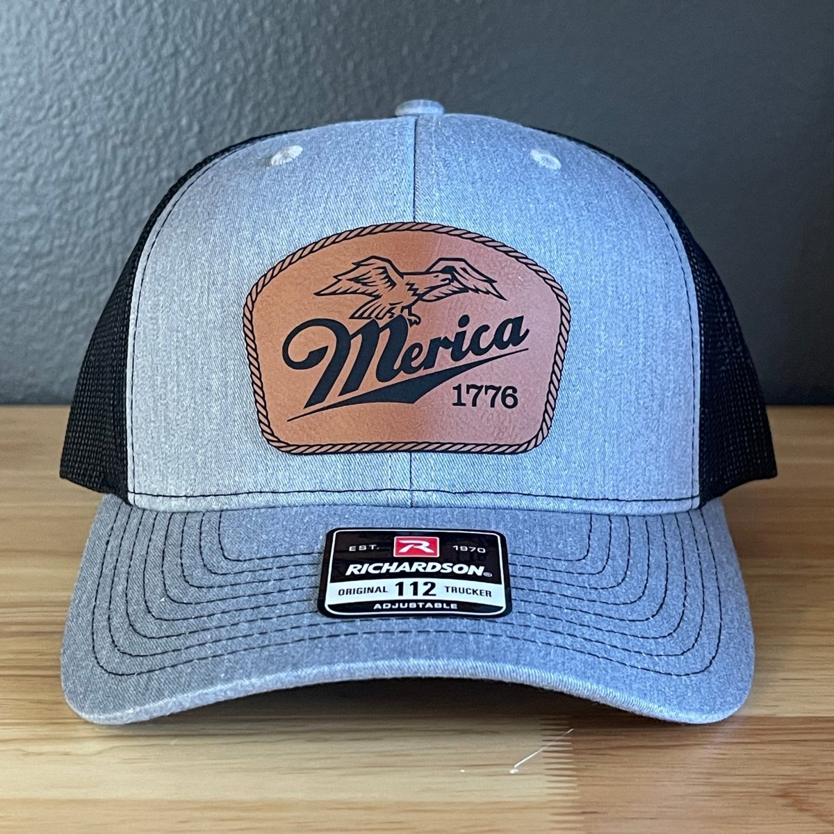 Merica 1776 Eagle Patriotic Leather Patch Hat Patch Hat