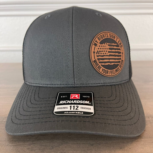 My Rights Don't End Where Your Feelings Begin Leather Patch Hat Charcoal Patch Hat - VividEditions