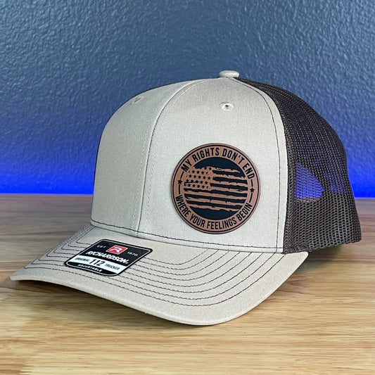 My Rights Don't End Where Your Feelings Begin Leather Patch Hat Khaki/Brown Patch Hat