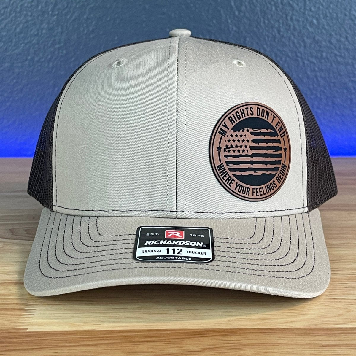 My Rights Don't End Where Your Feelings Begin Leather Patch Hat Khaki/Brown Patch Hat