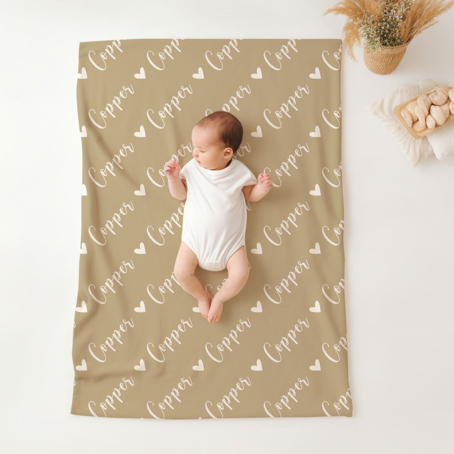 Personalized SnugglePlush™ Fleece Name Blanket - Script Heart Font