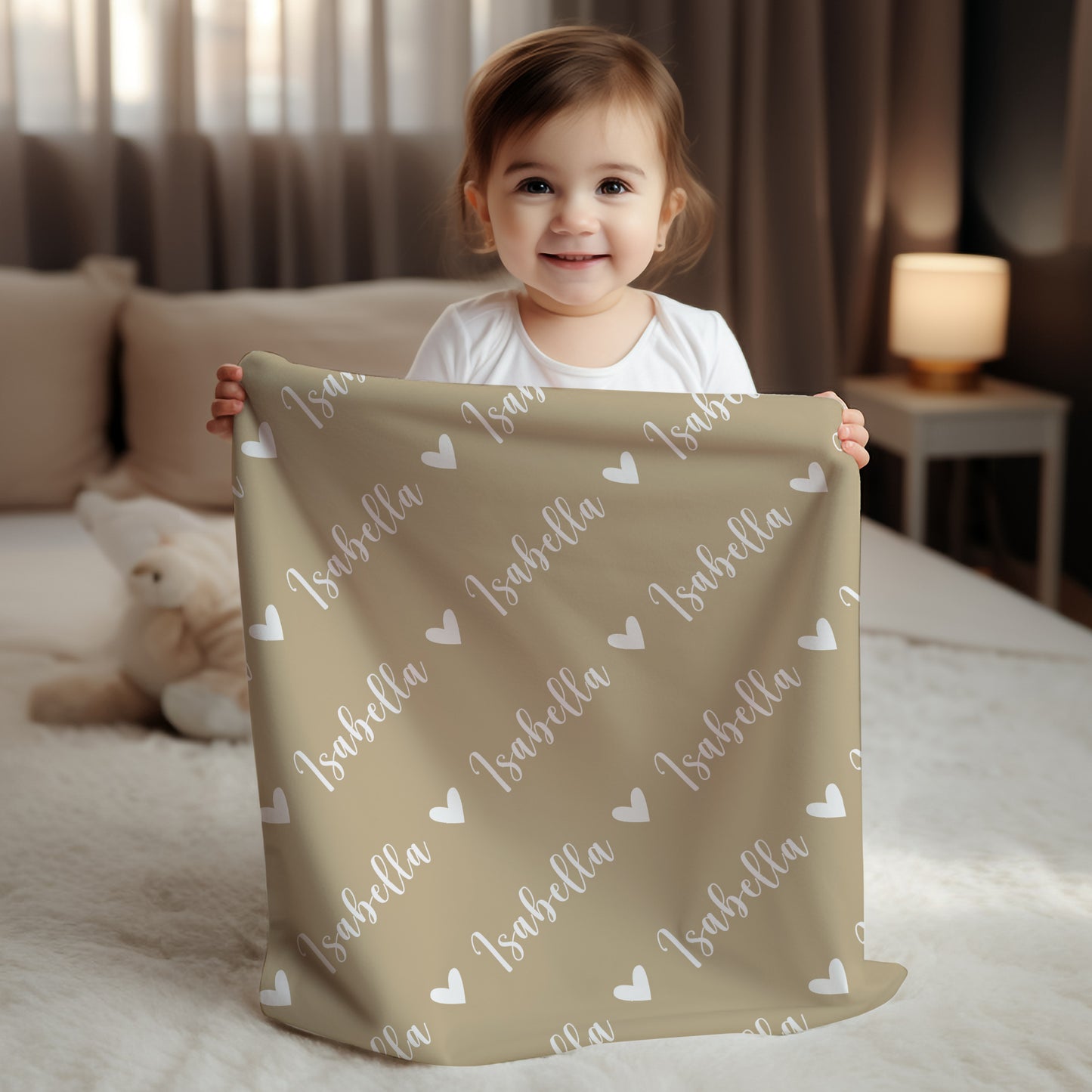 Personalized SnugglePlush™ Fleece Name Blanket - Script Heart Font