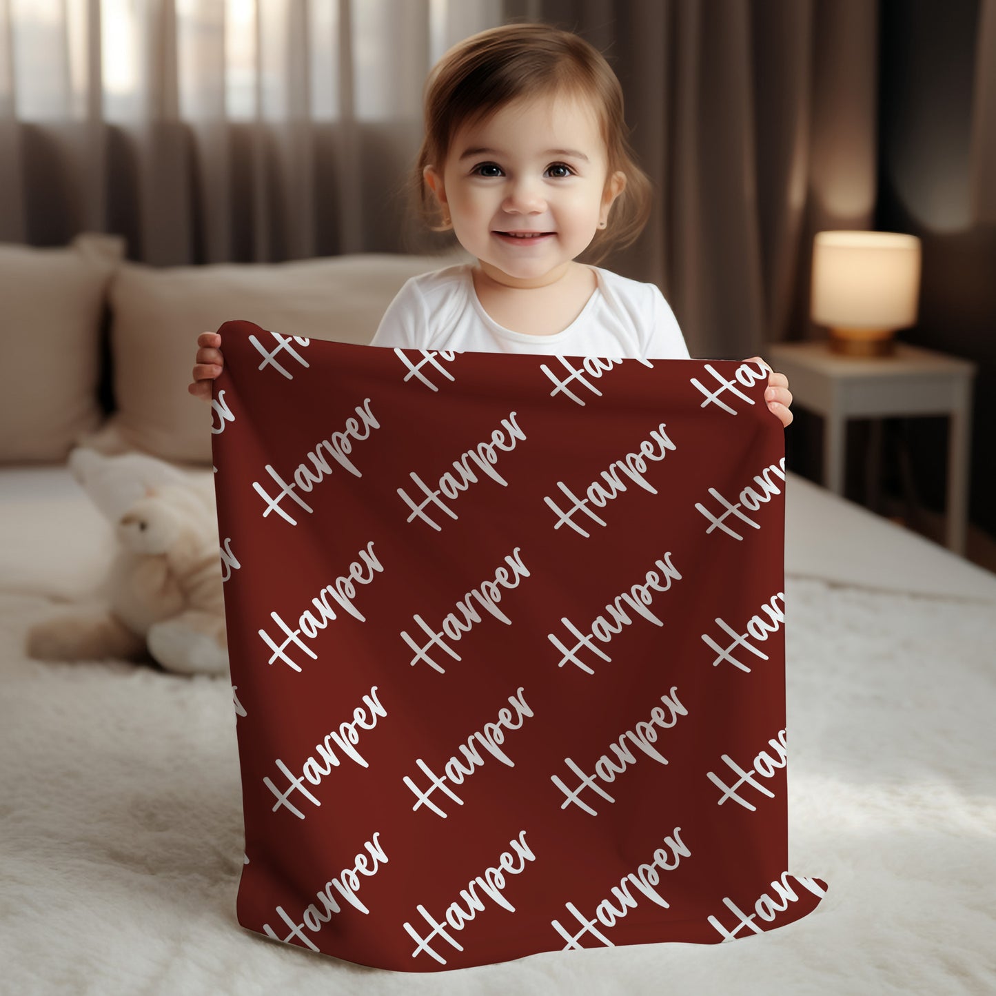 Personalized SnugglePlush™ Fleece Name Blanket - Brush Script