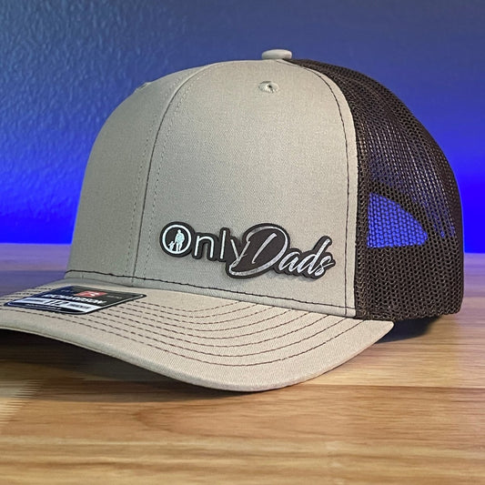 Only Dads Funny Leather Patch Hat Khaki/Brown Patch Hat