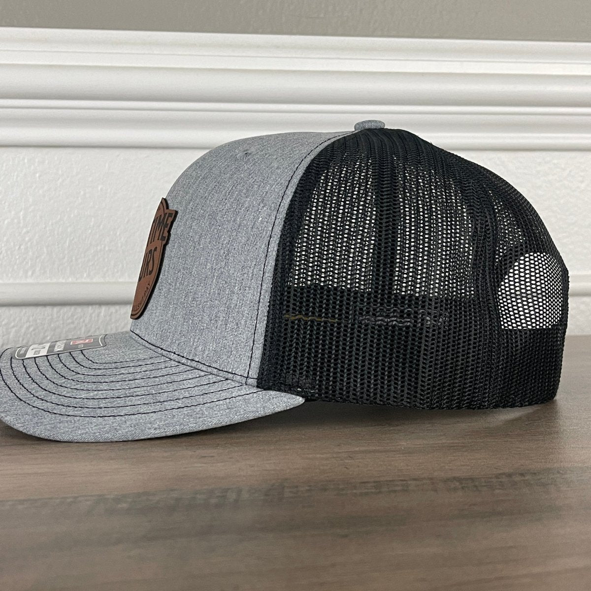 Overtime Hours for BS Pay Leather Patch Hat Patch Hat - VividEditions