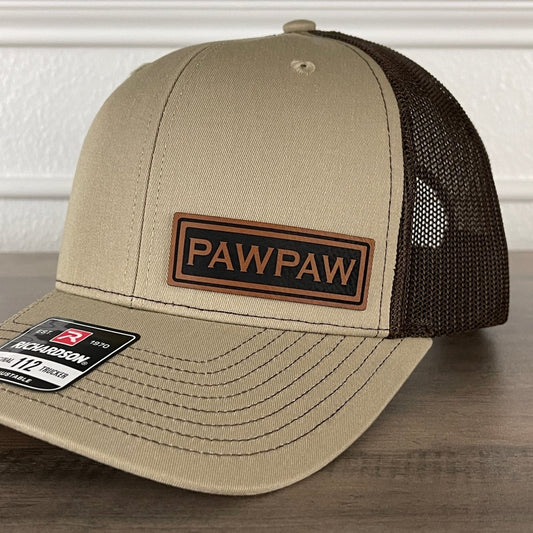 PAWPAW Side Leather Patch Hat Khaki/Brown Patch Hat - VividEditions