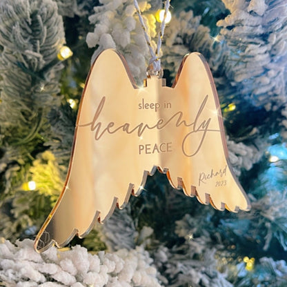 Personalized Heavenly Christmas Angel Wings Remembrance Ornament Ornament - VividEditions