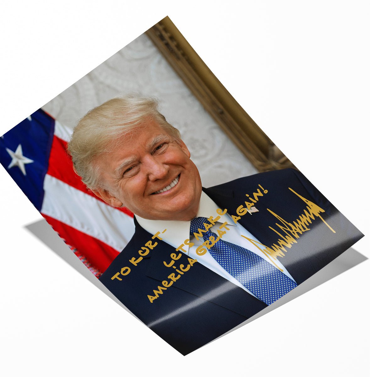 Personalized President Donald J. Trump Autographed Portrait Photo with Custom Message Print