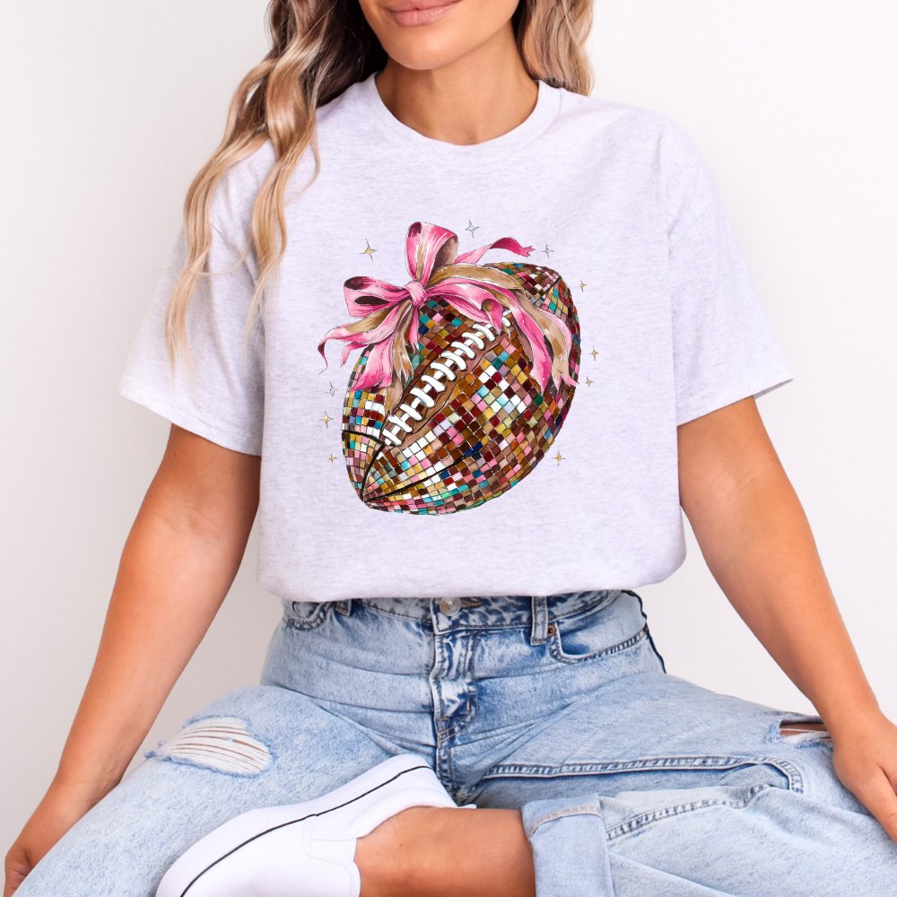 Pink Bow Football Shirt Coquette Tee (4 colors) T-Shirt