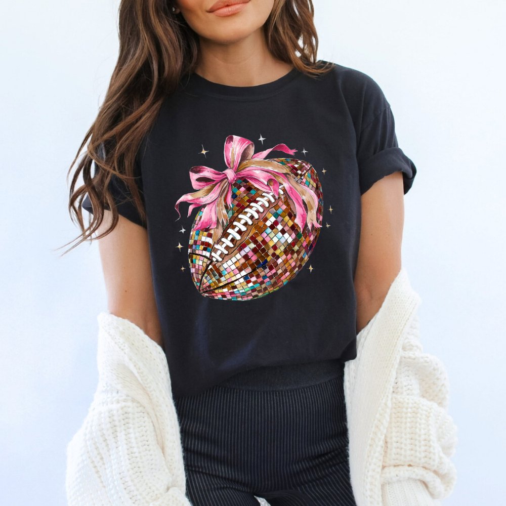 Pink Bow Football Shirt Coquette Tee (4 colors) T-Shirt