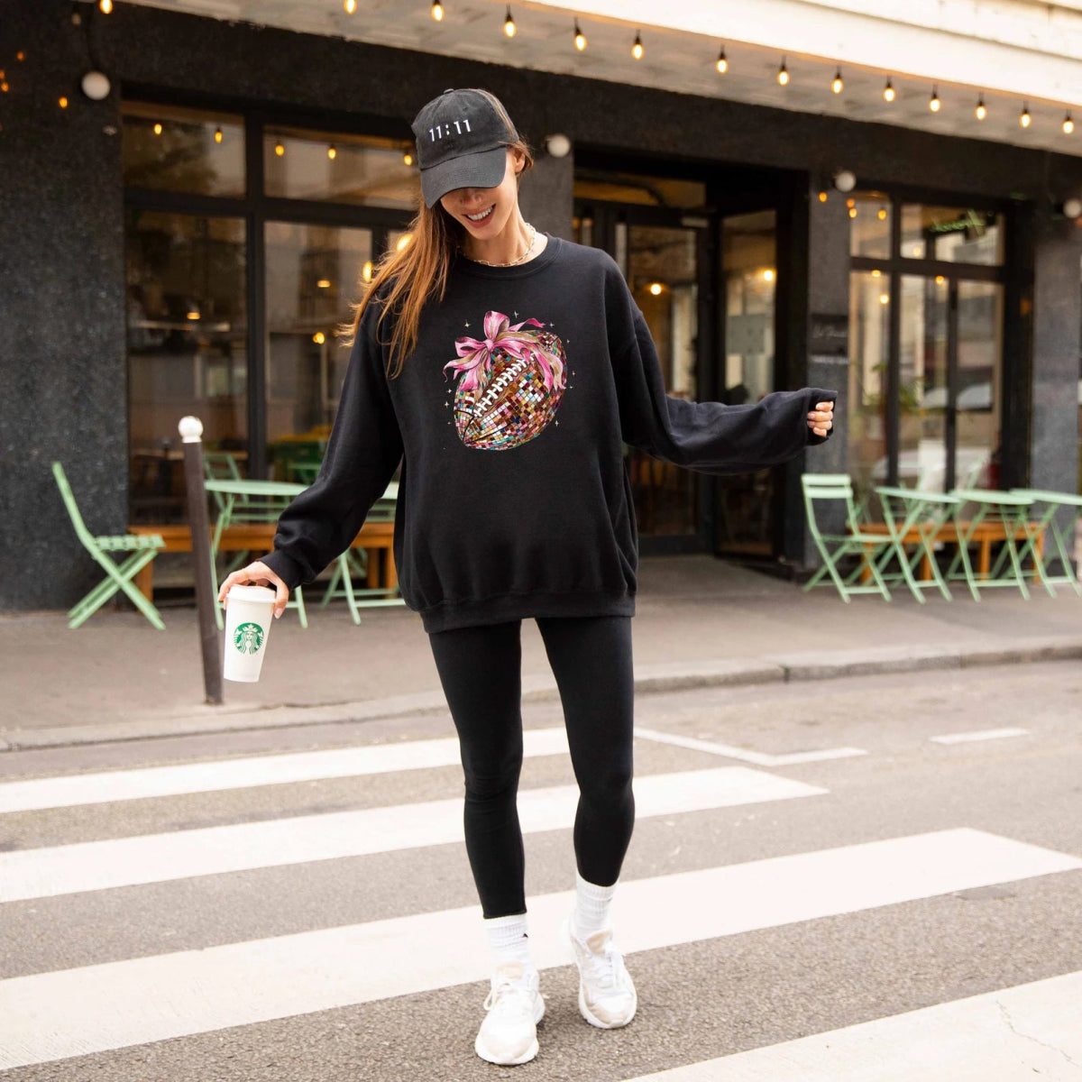 Pink Bow Football Sweatshirt Coquette Sweater Sweater