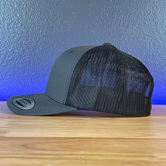 PUNISHER SKULL 1776 WE THE PEOPLE Black Side Leather Patch Hat Charcoal/Black Patch Hat