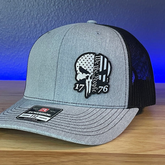 PUNISHER SKULL 1776 WE THE PEOPLE Side Leather Patch Hat BLK/SILVER Patch Hat - VividEditions
