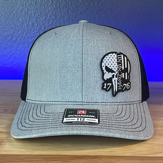 PUNISHER SKULL 1776 WE THE PEOPLE Side Leather Patch Hat BLK/SILVER Patch Hat - VividEditions