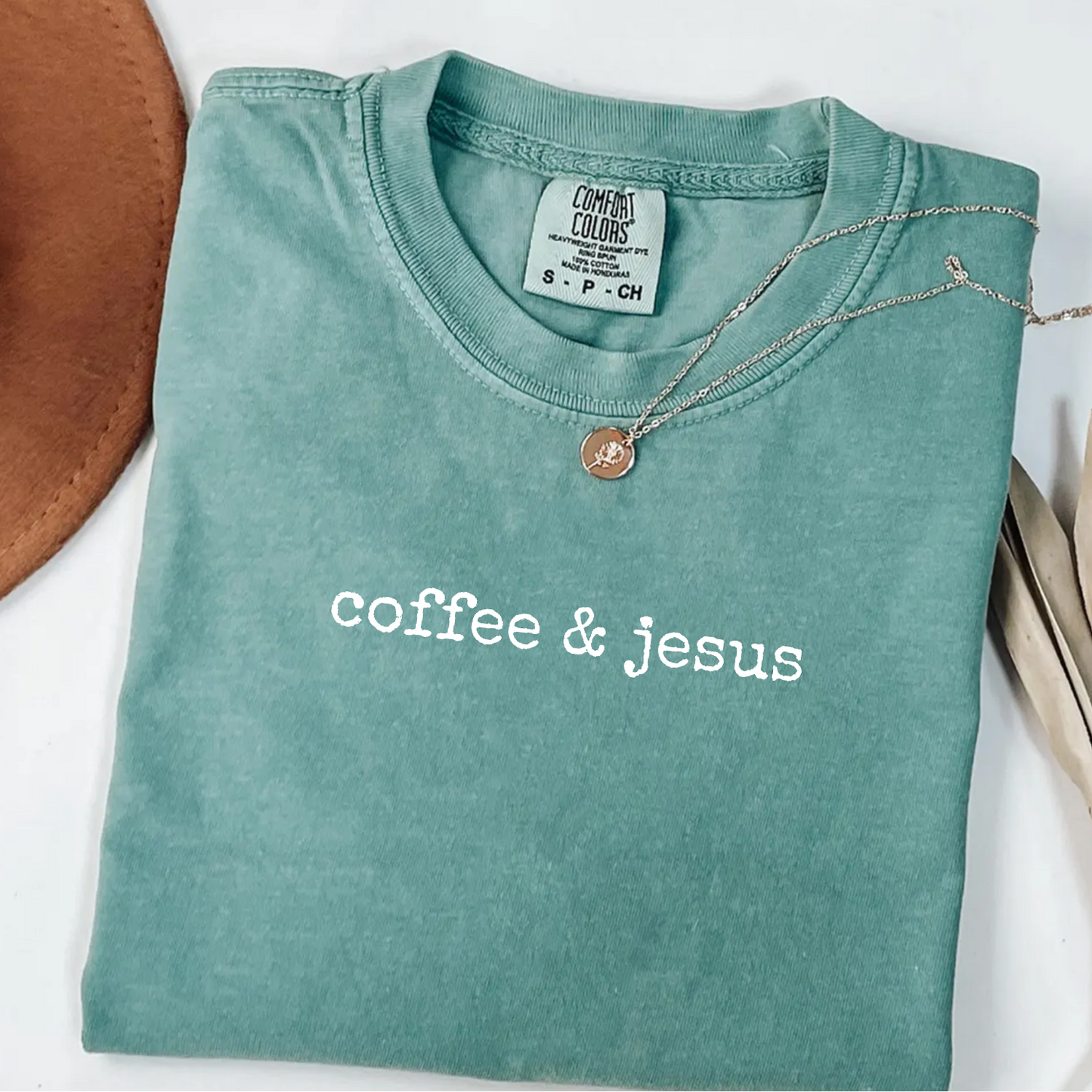 Coffee & Jesus Christian Faith Oversized Graphic T-Shirt