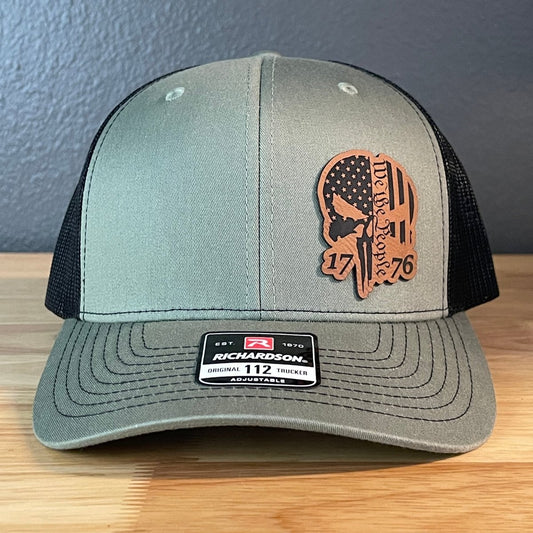 SKULL 1776 WE THE PEOPLE Rawhide Side Leather Patch Hat Loden/Black Patch Hat