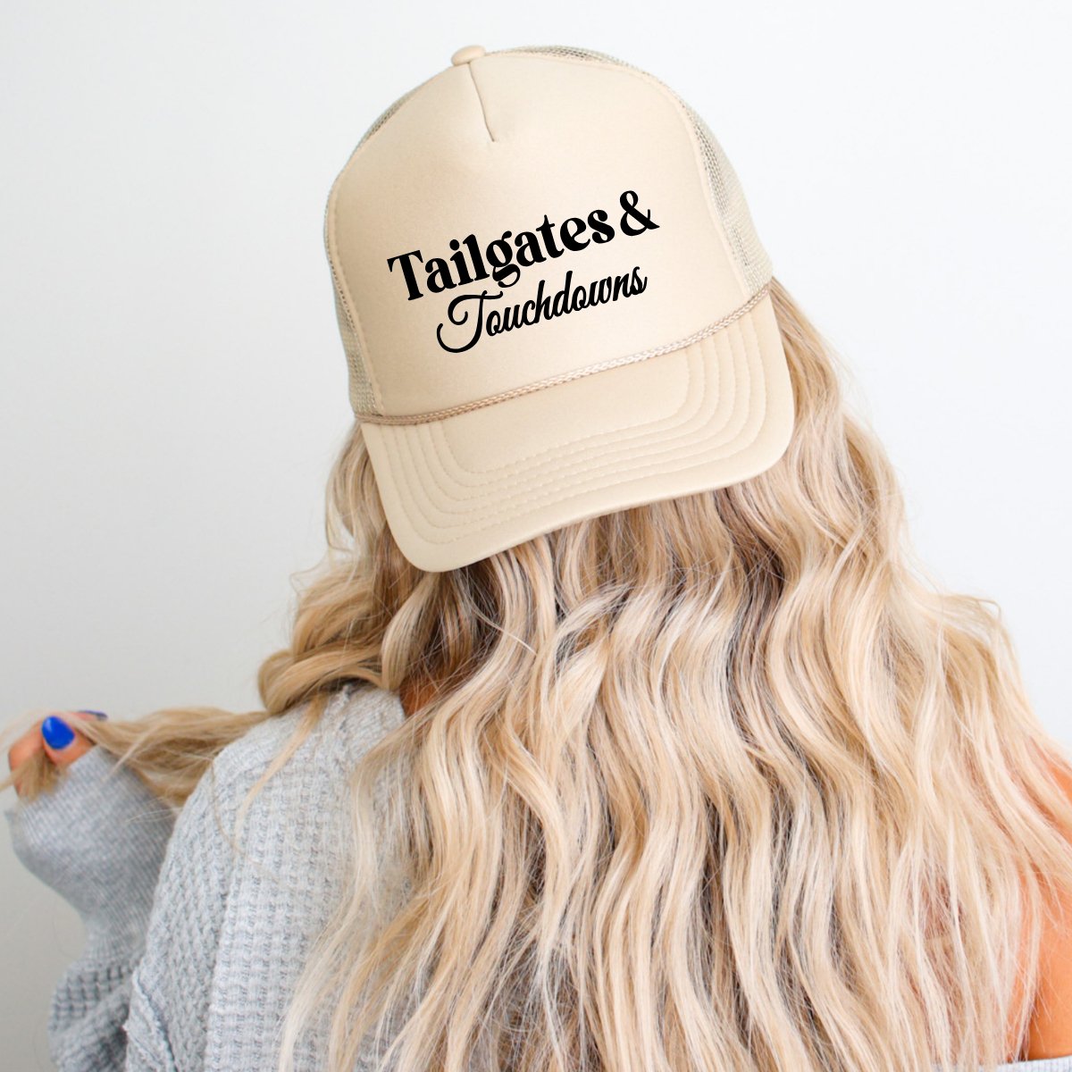 Tailgates & Touchdowns Football Classic Foam Trucker Hat Khaki Trucker Hat