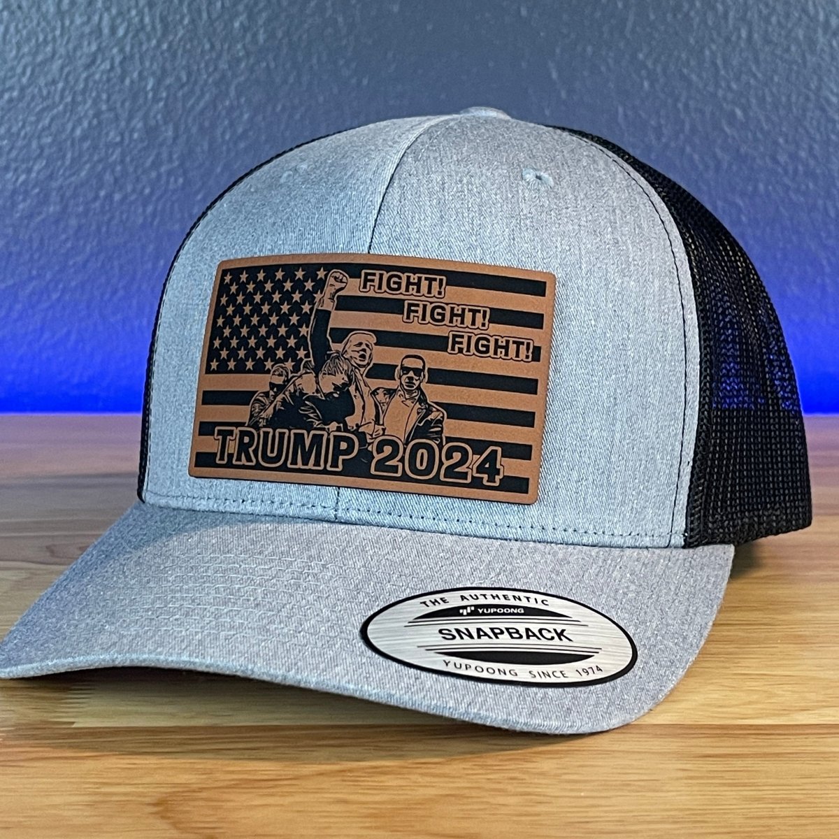 Trump 2024 Fight Fight Fight Flag SnapBack Trucker Rawhide Leather Patch Hat Patch Hat