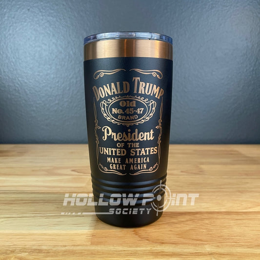 Trump 45 - 47 Commemorative Vintage Label Collector's 20oz Rose Gold Laser Engraved Tumbler Tumblers