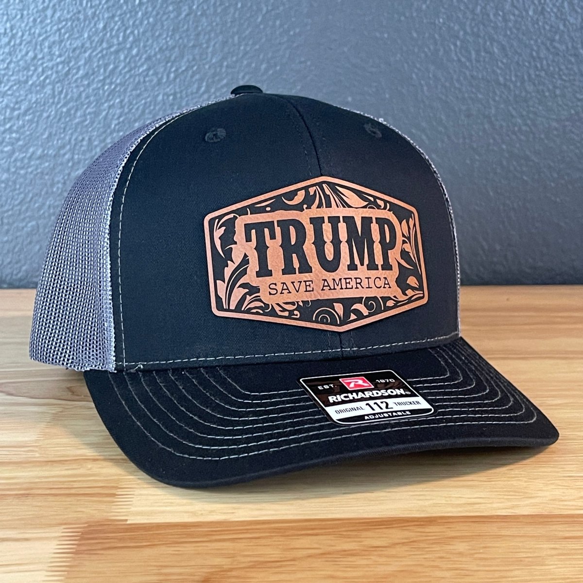 Trump Save America Snap Back Trucker Hat Leather Patch Patch Hat