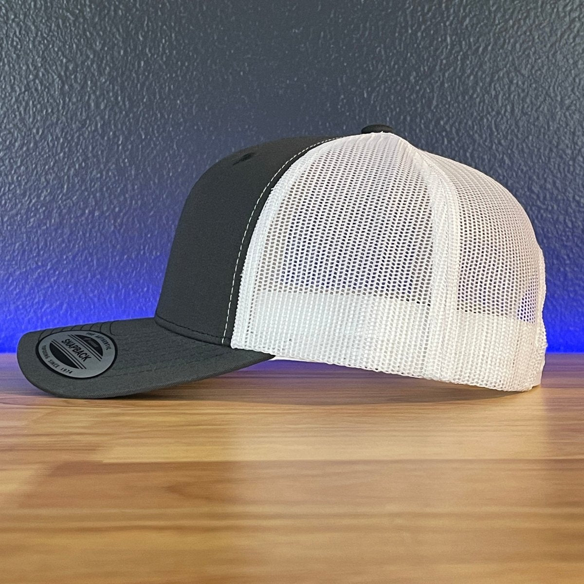 Trump Vance 2024 Take America Back SnapBack Trucker Rawhide Leather Patch Hat Charcoal/White Patch Hat