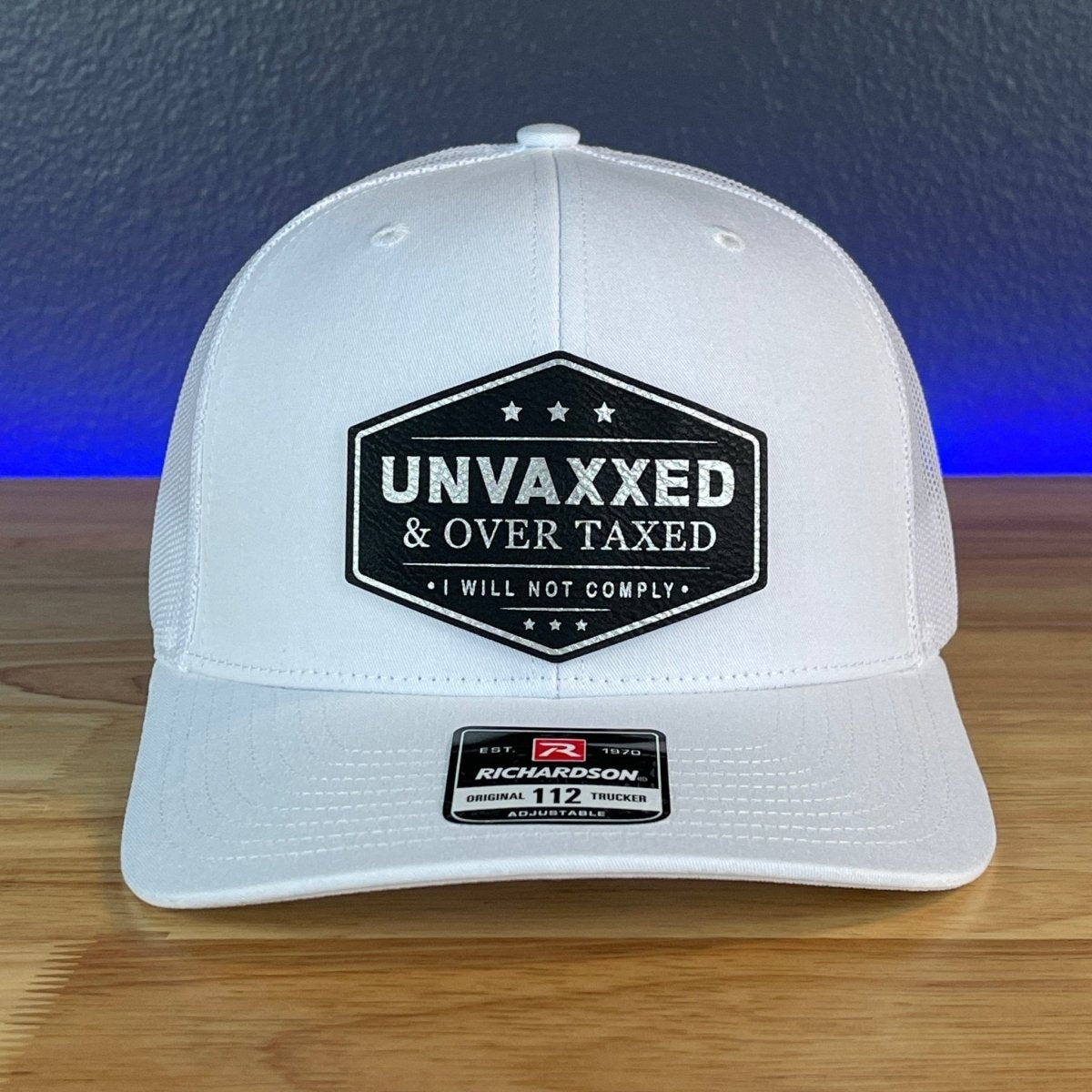 UNVAXXED & OVER TAXED Leather Patch Hat Black/Silver Patch Hat