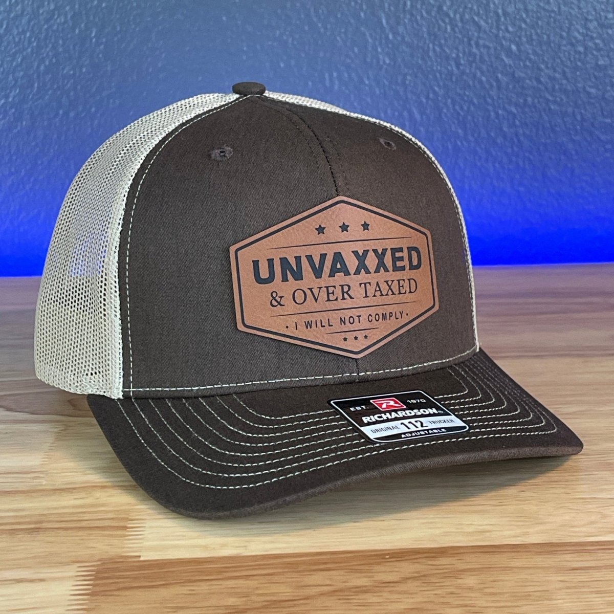 UNVAXXED & OVER TAXED Leather Patch Hat Rawhide Patch Hat