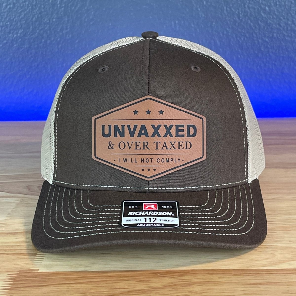 UNVAXXED & OVER TAXED Leather Patch Hat Rawhide Patch Hat