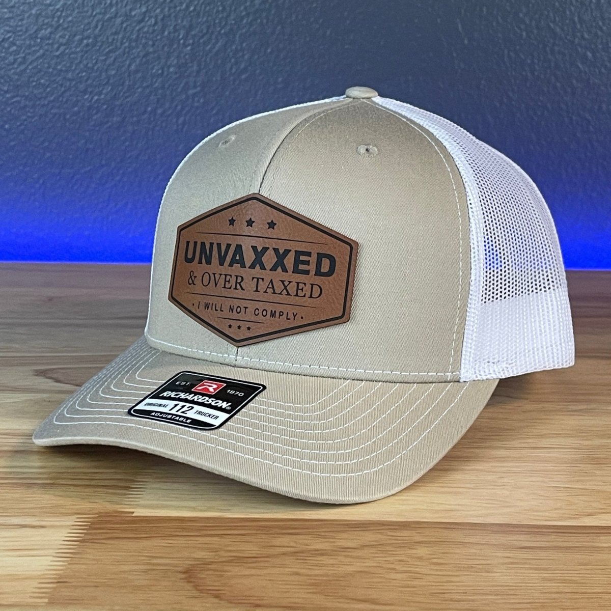 UNVAXXED & OVER TAXED Leather Patch Hat Rawhide Patch Hat