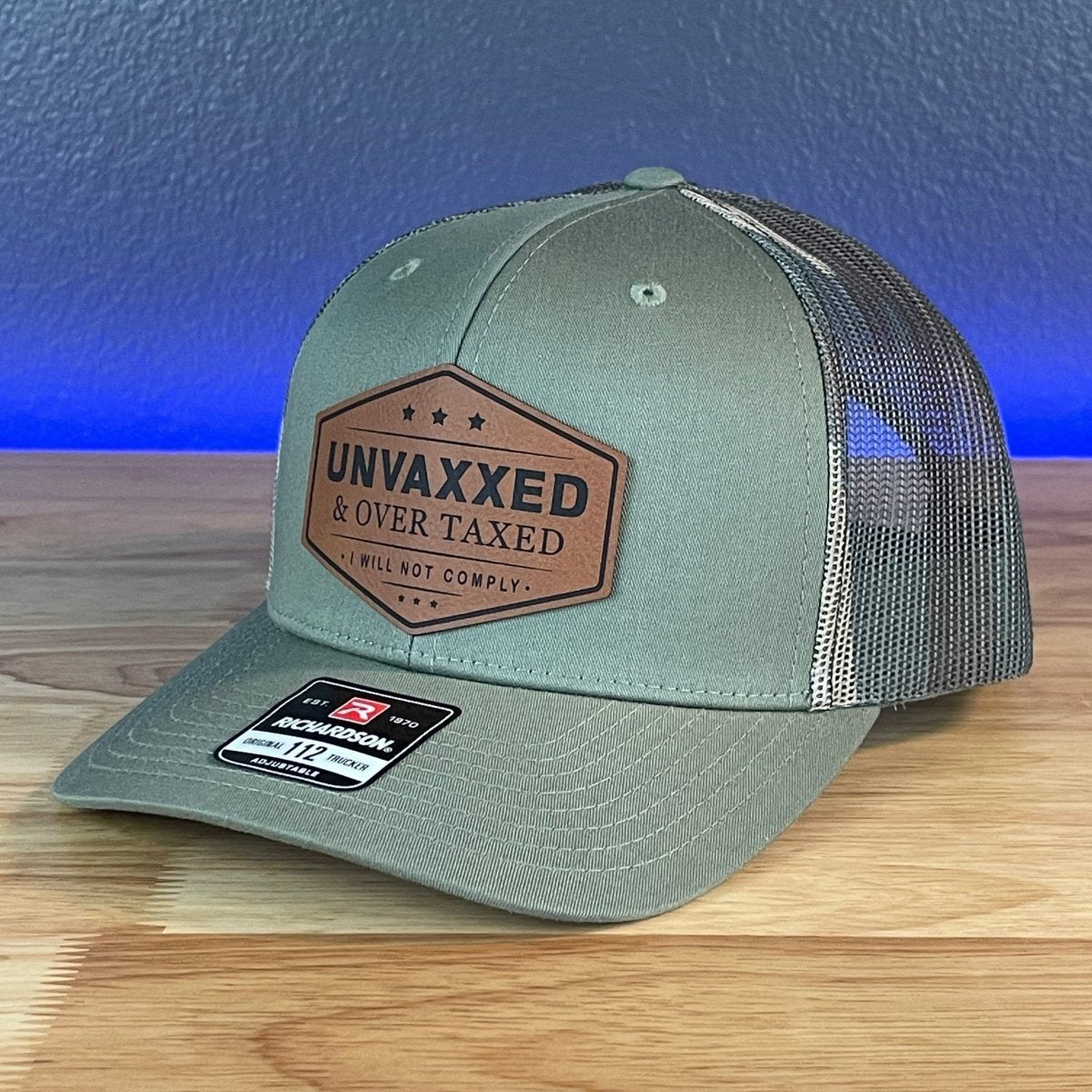 UNVAXXED & OVER TAXED Leather Patch Hat Rawhide Patch Hat