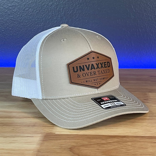 UNVAXXED & OVER TAXED Leather Patch Hat Rawhide Patch Hat