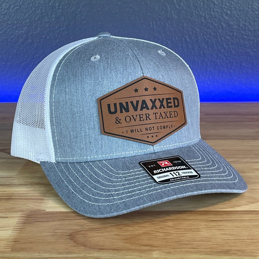 UNVAXXED & OVER TAXED Leather Patch Hat Rawhide Patch Hat