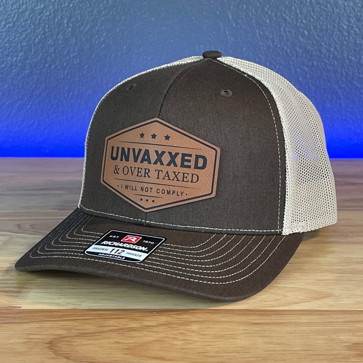 UNVAXXED & OVER TAXED Leather Patch Hat Rawhide Patch Hat
