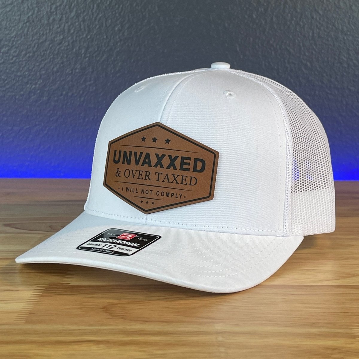 UNVAXXED & OVER TAXED Leather Patch Hat Rawhide Patch Hat