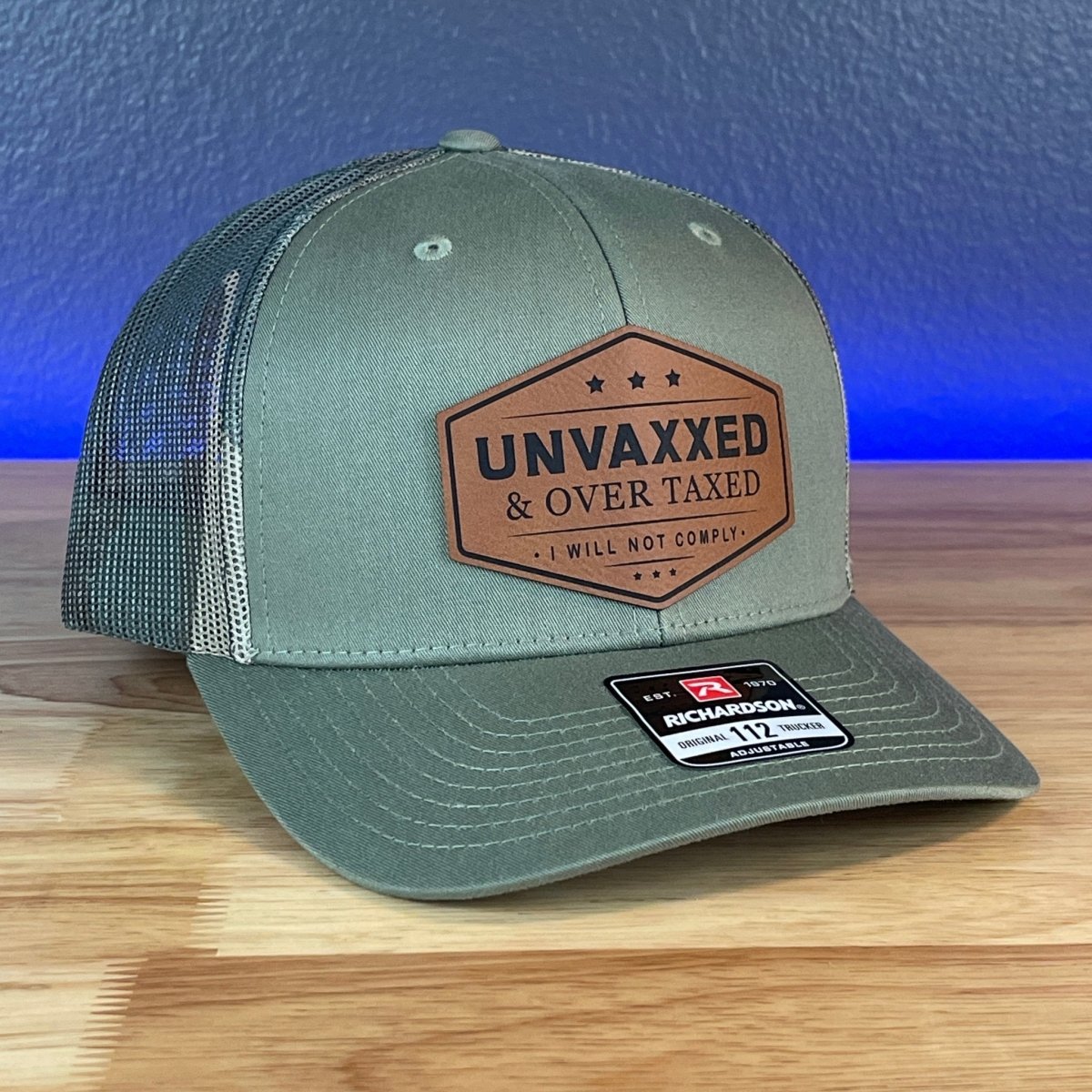 UNVAXXED & OVER TAXED Leather Patch Hat Rawhide Patch Hat