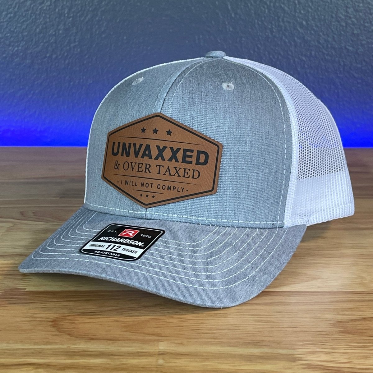 UNVAXXED & OVER TAXED Leather Patch Hat Rawhide Patch Hat