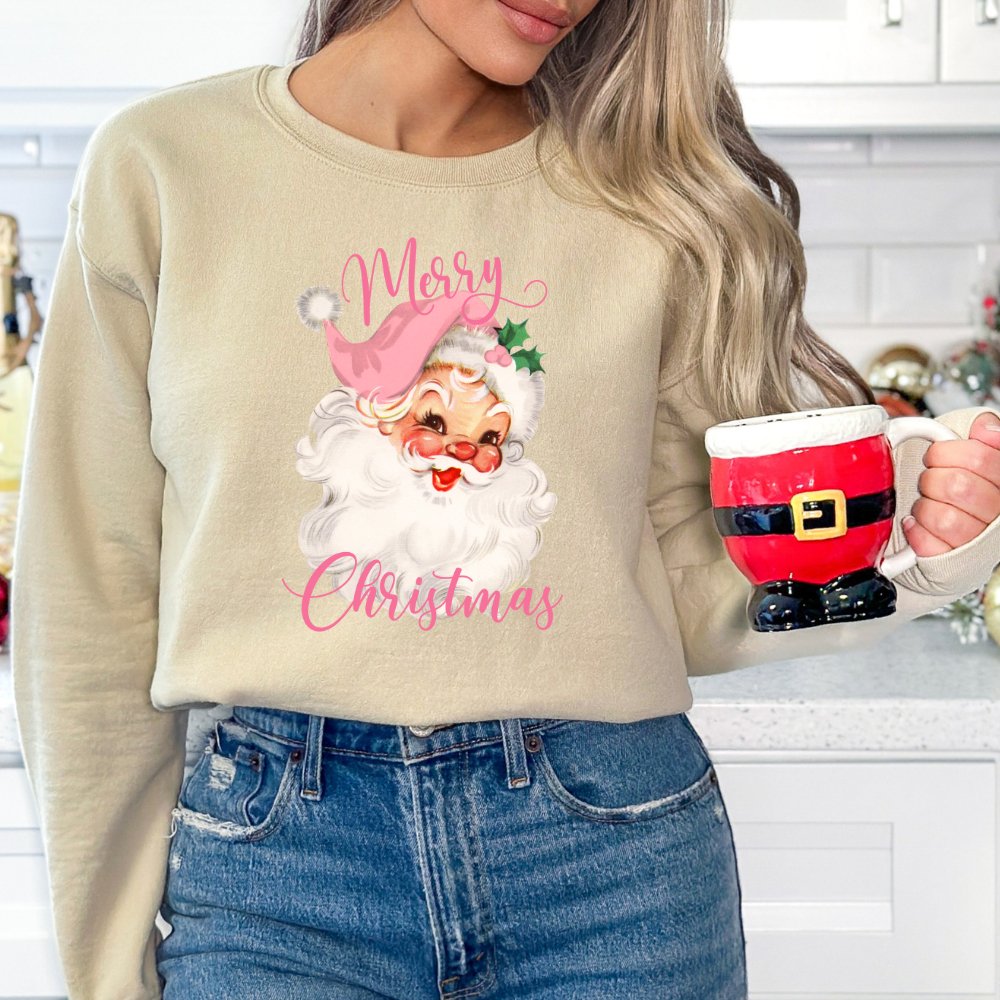 Vintage Santa Sweatshirt Merry Christmas Sweater Sweater
