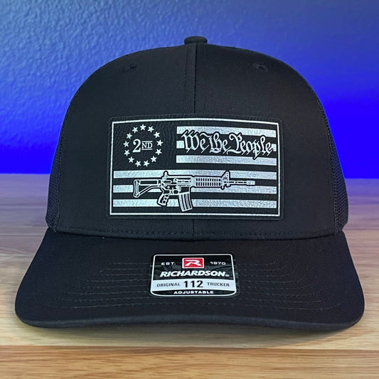 WE THE PEOPLE 2ND AMENDMENT AMERICAN FLAG PATRIOTIC Leather Patch Hat Black Patch Hat - VividEditions