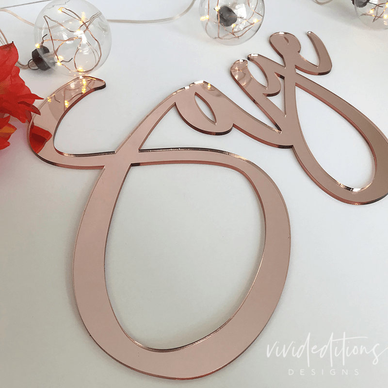 18” Rose Gold Mirror Small Personalized Name Sign - VividEditions