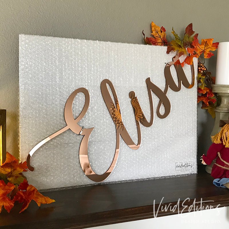 30” Rose Gold Large Personalized Name Sign - VividEditions
