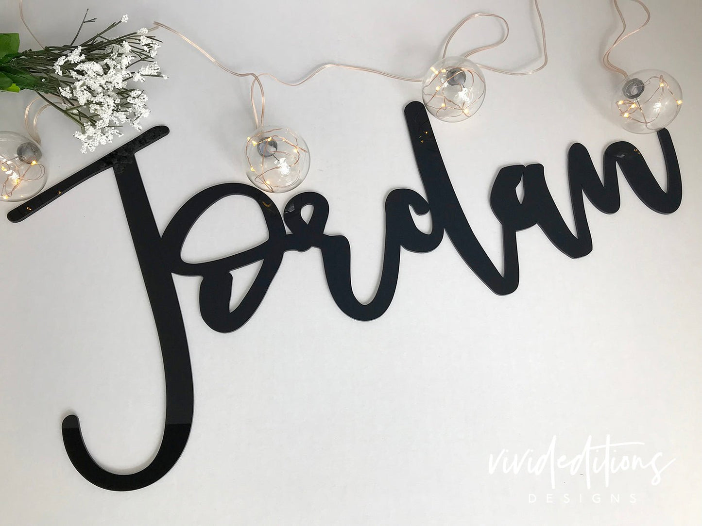 30” Silver Mirror Large Personalized Name Sign - VividEditions