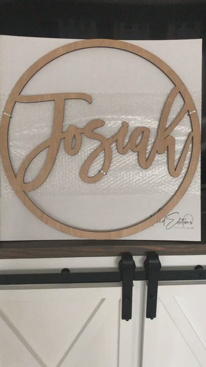 Round Name Sign, Wood or Acrylic