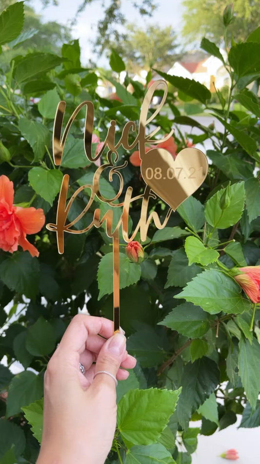 Personalized First Names + Date Cake Topper
