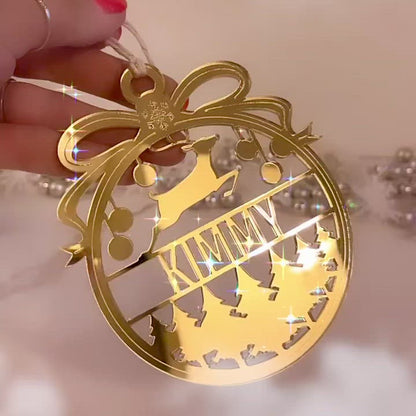 Personalized Split Name Reindeer Bauble Christmas Ornament