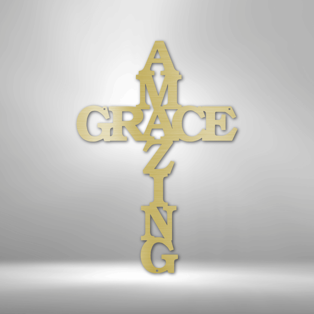 Amazing Grace Cross - Metal Sign - VividEditions